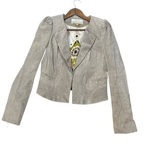 Anthropologie Leifsdottir Sueded Leather Jacket Taupe Size 10 Western City Chic